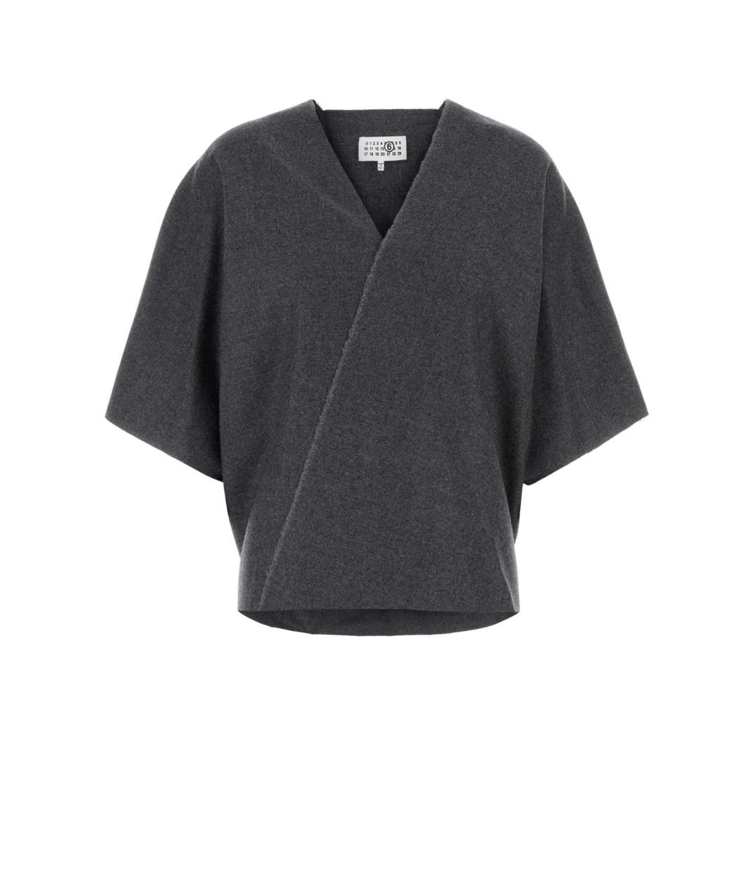 MM6 MAISON MARGIELA Серая шерстяная футболка, фото 1