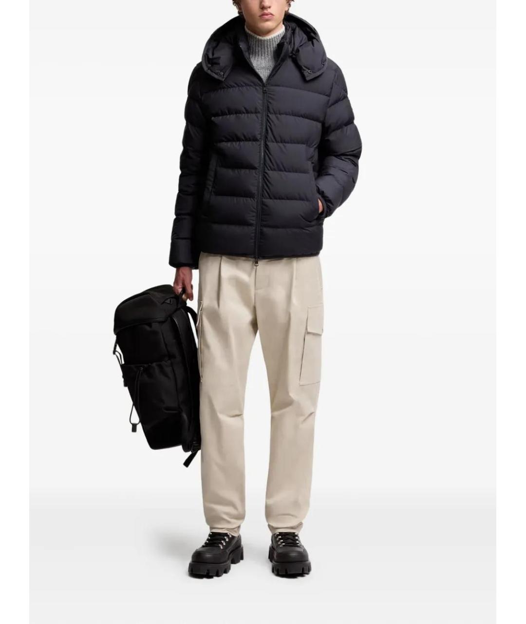 MONCLER Черный полиэстеровый пуховик, фото 2