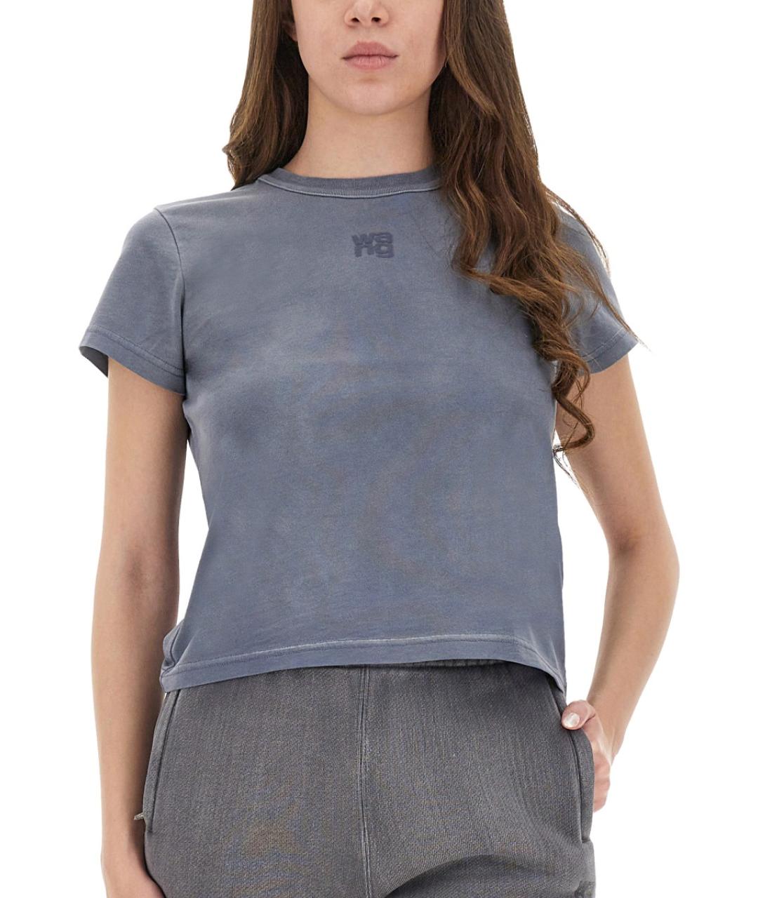 T BY ALEXANDER WANG Серая хлопковая футболка, фото 3