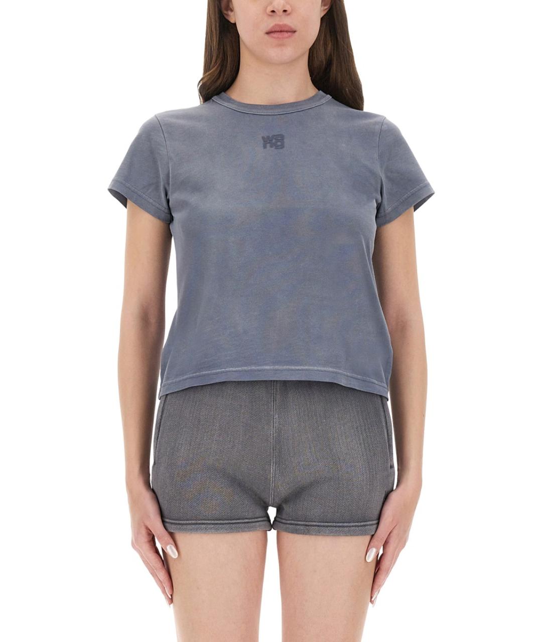 T BY ALEXANDER WANG Серая хлопковая футболка, фото 2