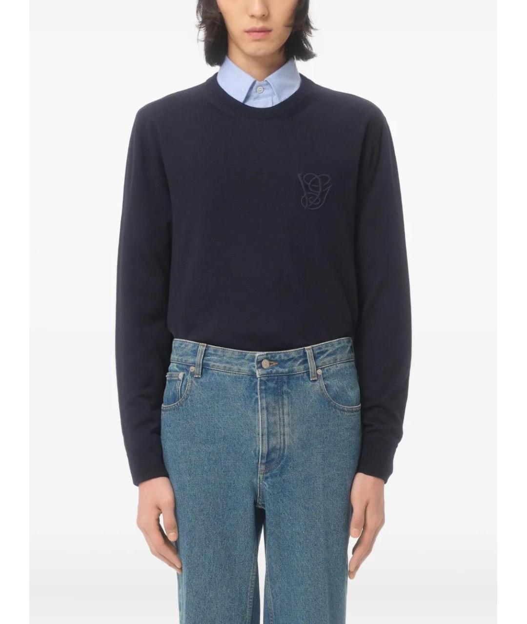 VALENTINO Синий шерстяной джемпер / свитер, фото 3