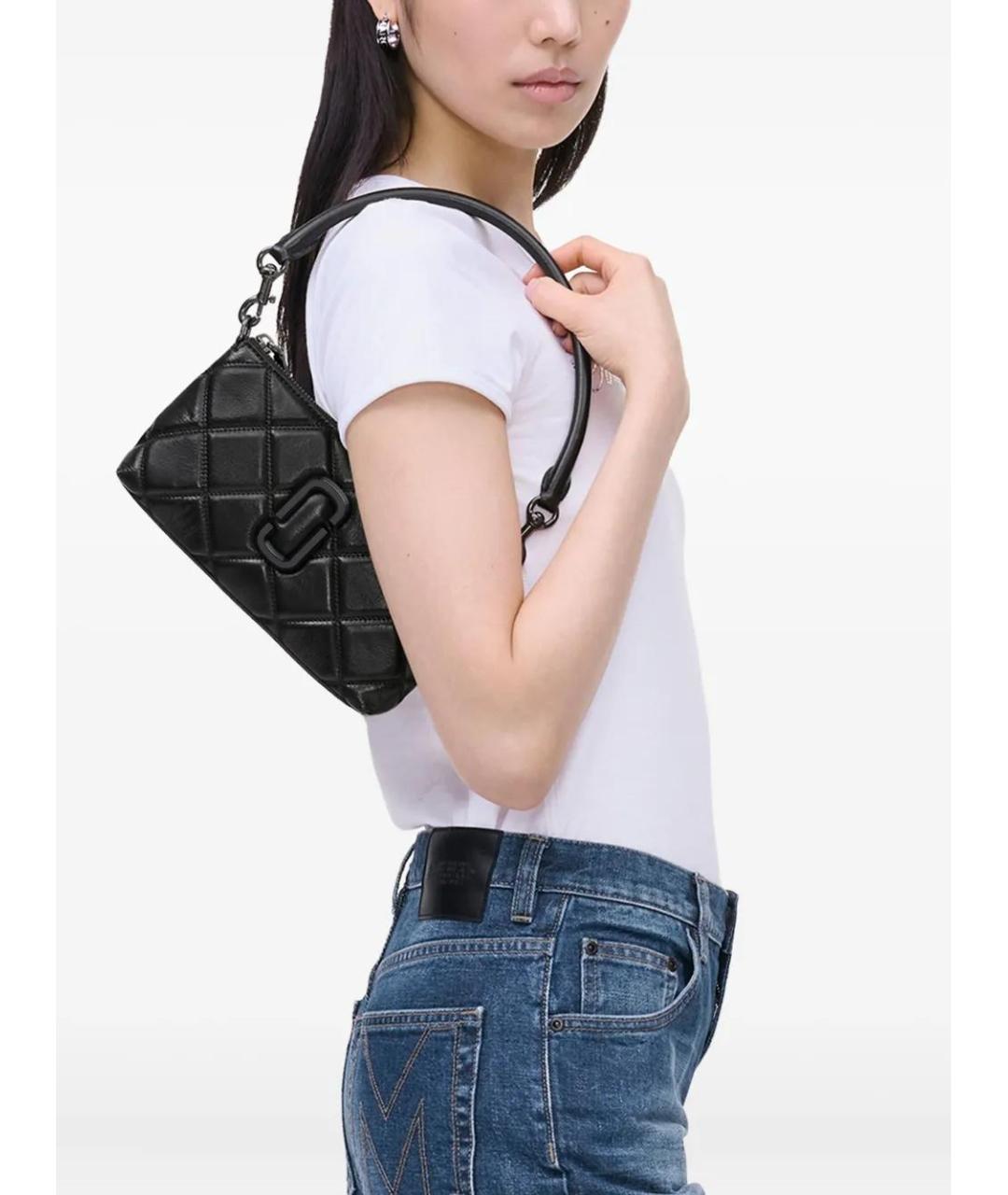MARC JACOBS Черная кожаная сумка с короткими ручками, фото 3