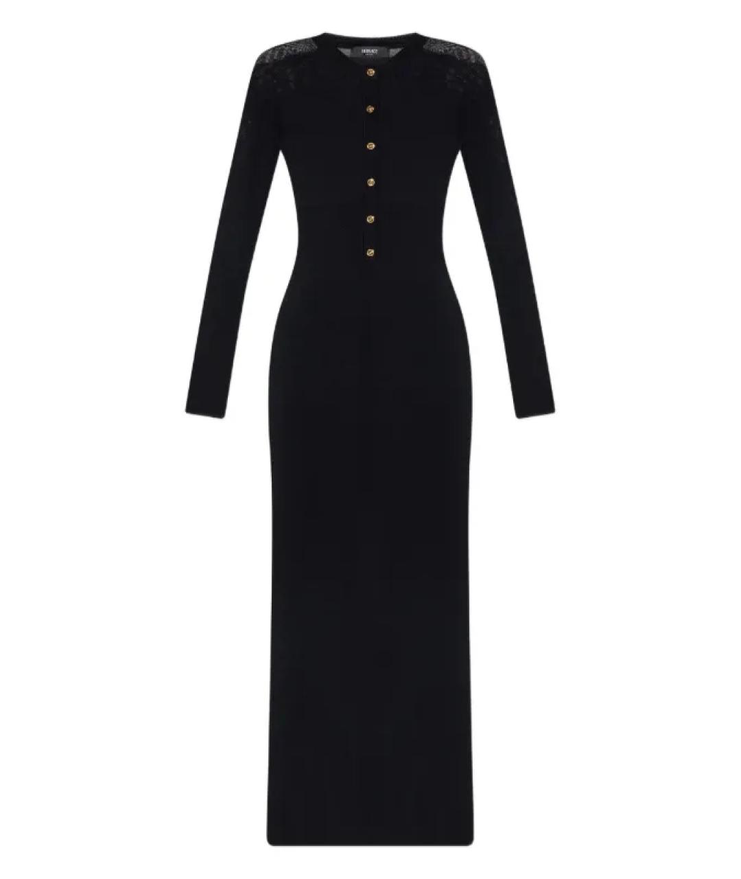 VERSACE Черное шерстяное повседневное платье, фото 1