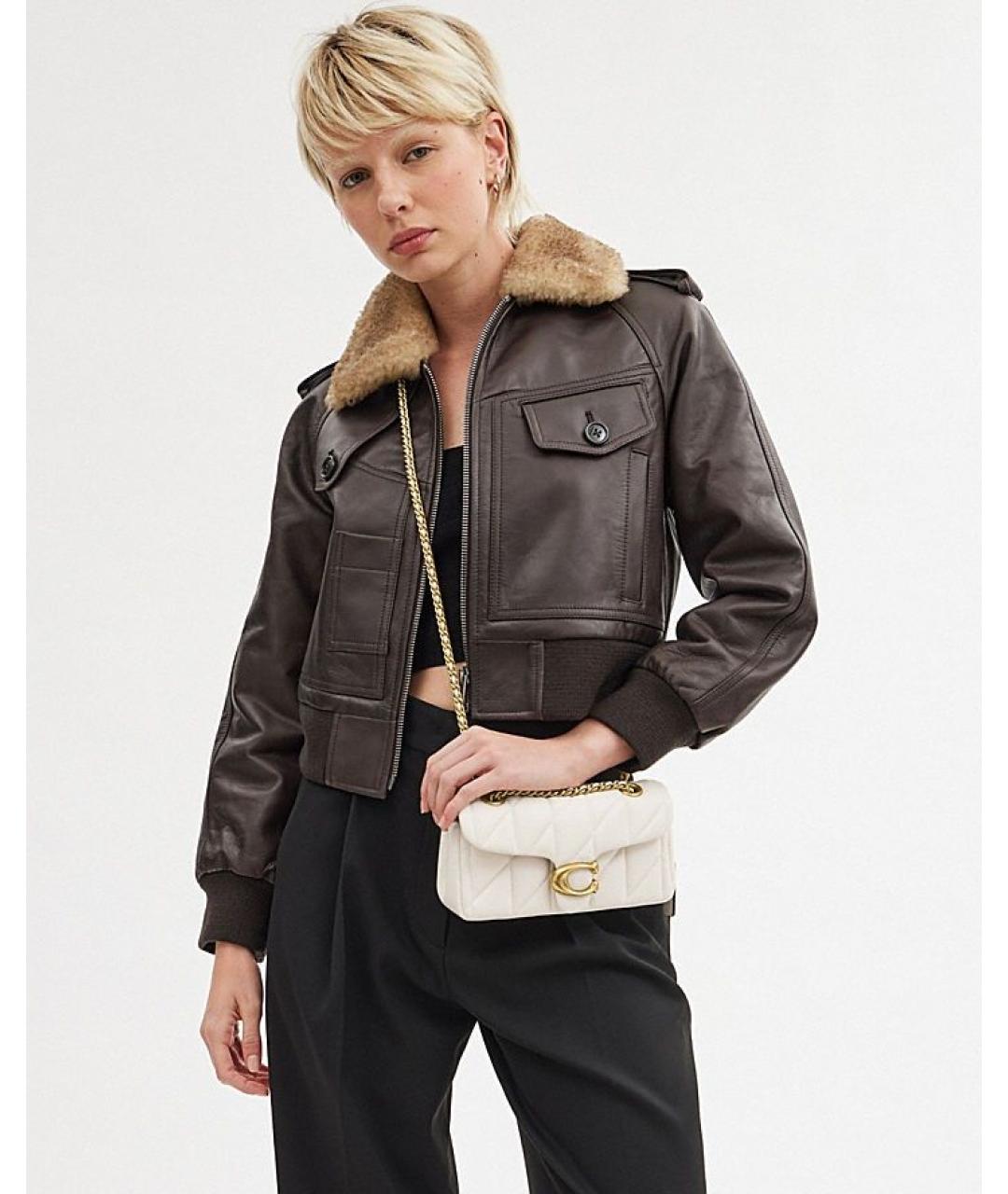 COACH Белая кожаная сумка через плечо, фото 4