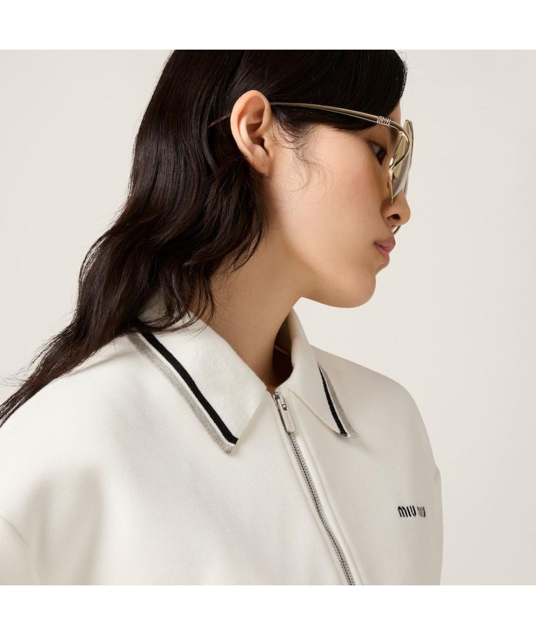 MIU MIU Белая хлопковая куртка, фото 4