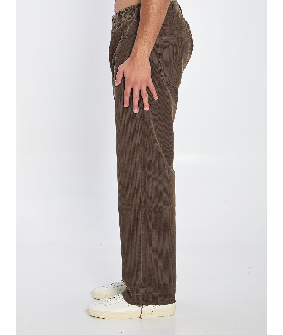 CELINE Коричневые хлопковые повседневные брюки, фото 4
