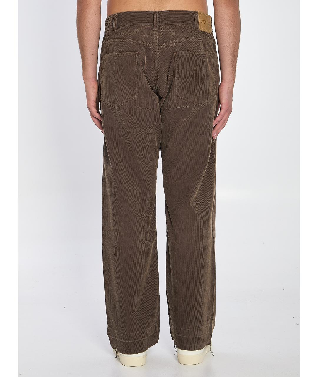 CELINE Коричневые хлопковые повседневные брюки, фото 5