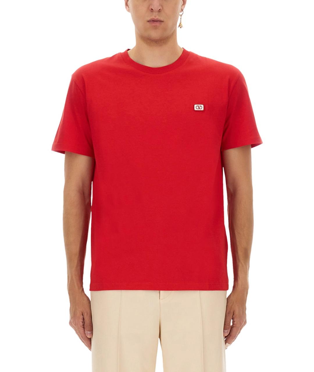 VALENTINO Красная хлопковая футболка, фото 2