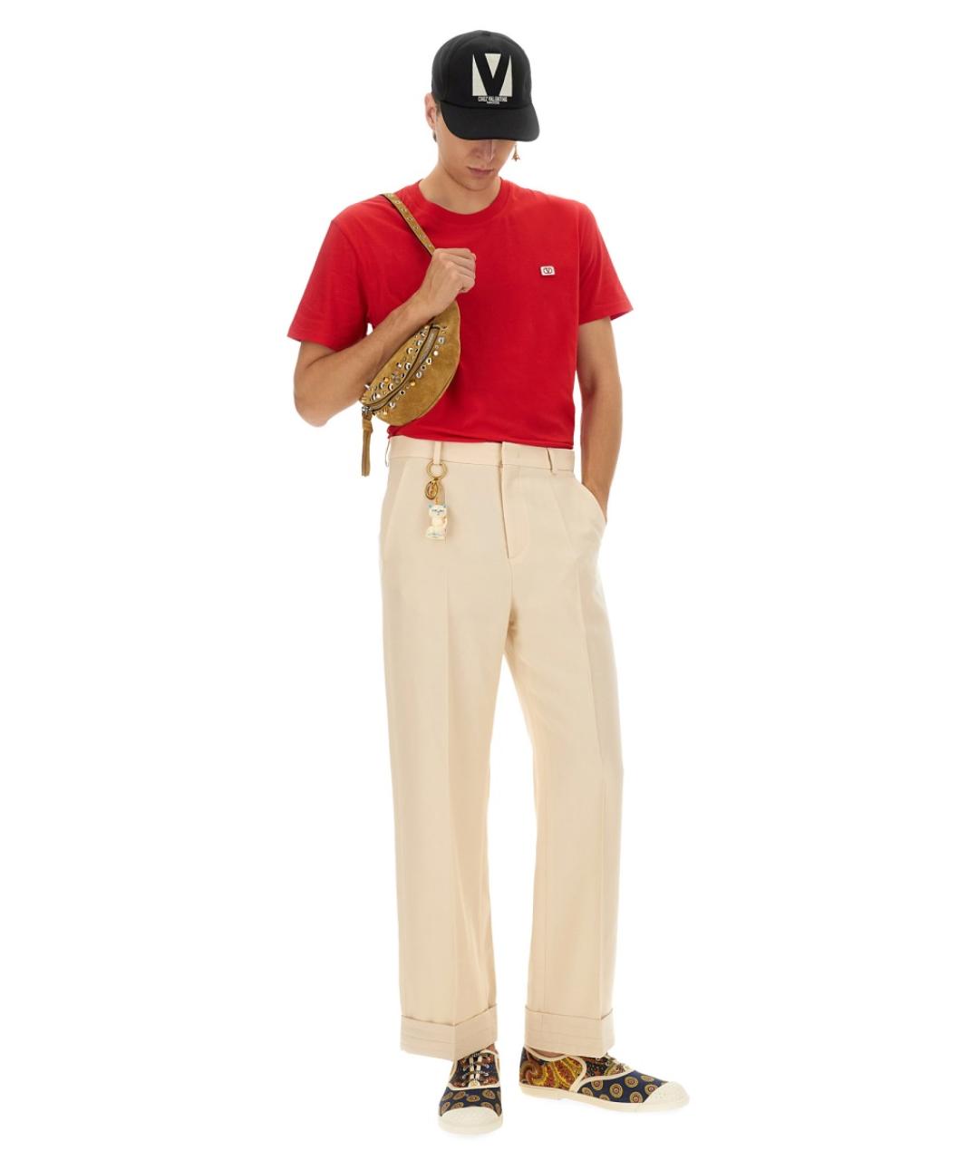 VALENTINO Красная хлопковая футболка, фото 3