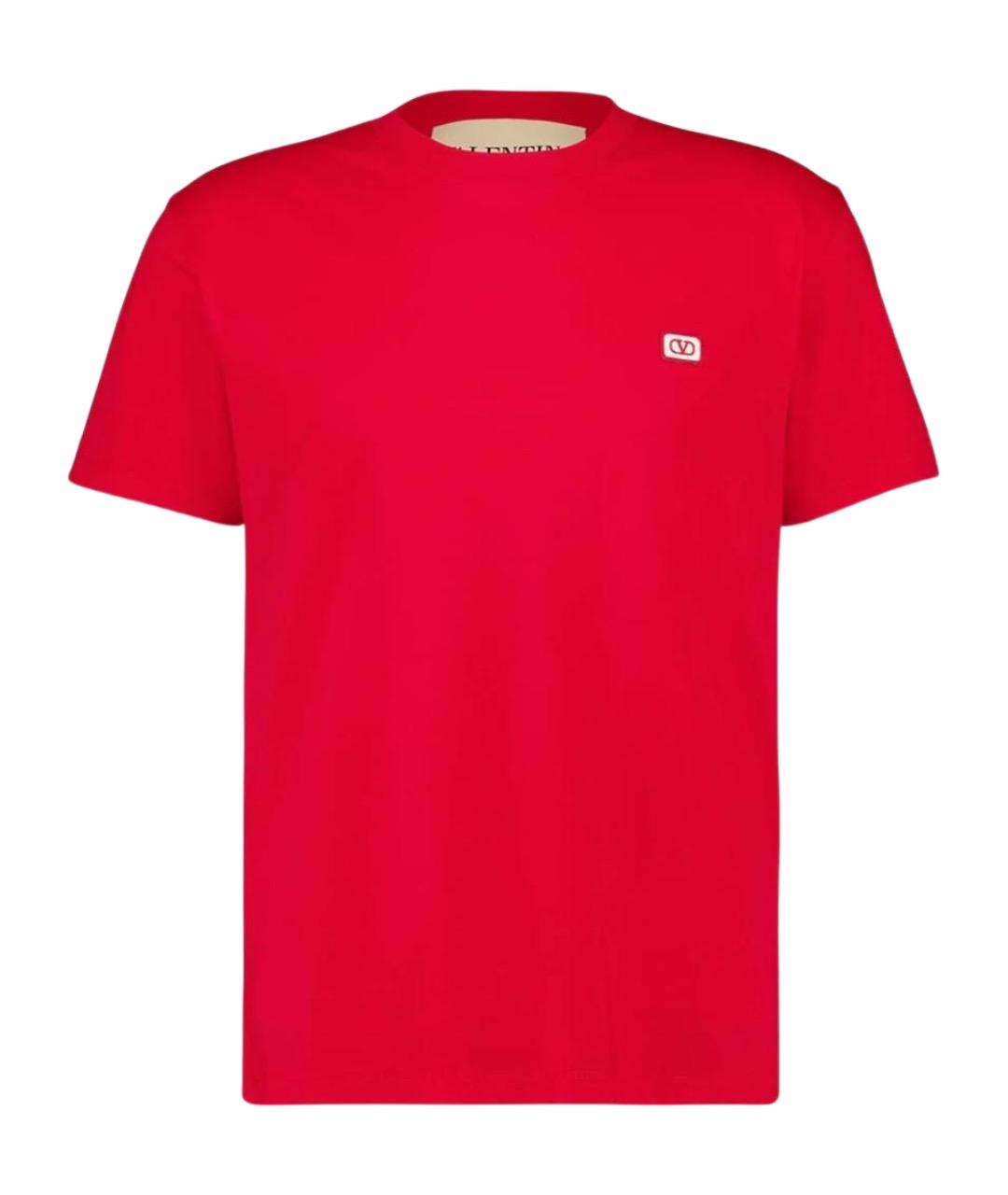 VALENTINO Красная хлопковая футболка, фото 1
