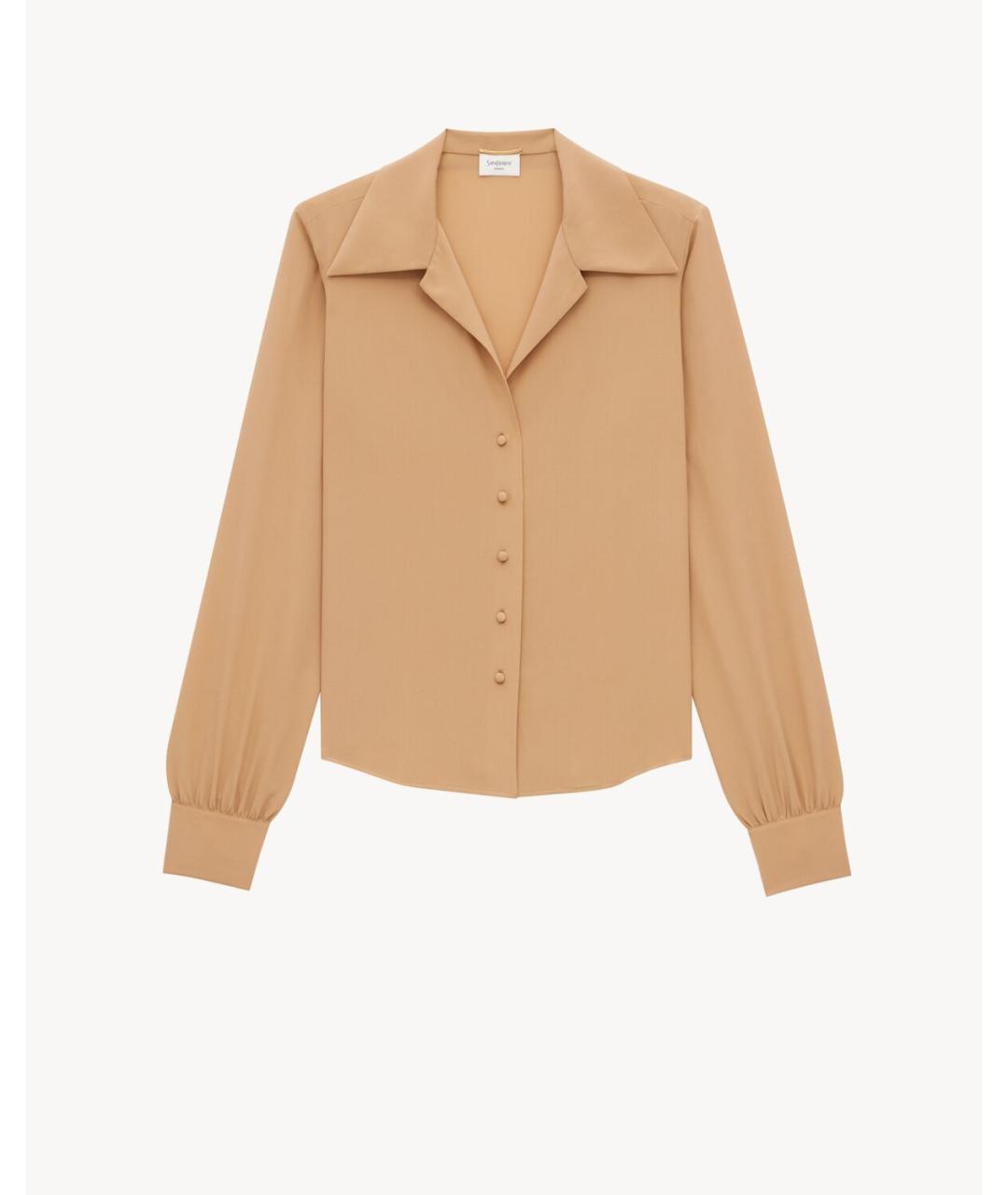 SAINT LAURENT Бежевая шелковая рубашка, фото 3