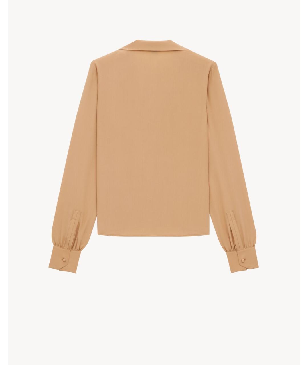 SAINT LAURENT Бежевая шелковая рубашка, фото 2