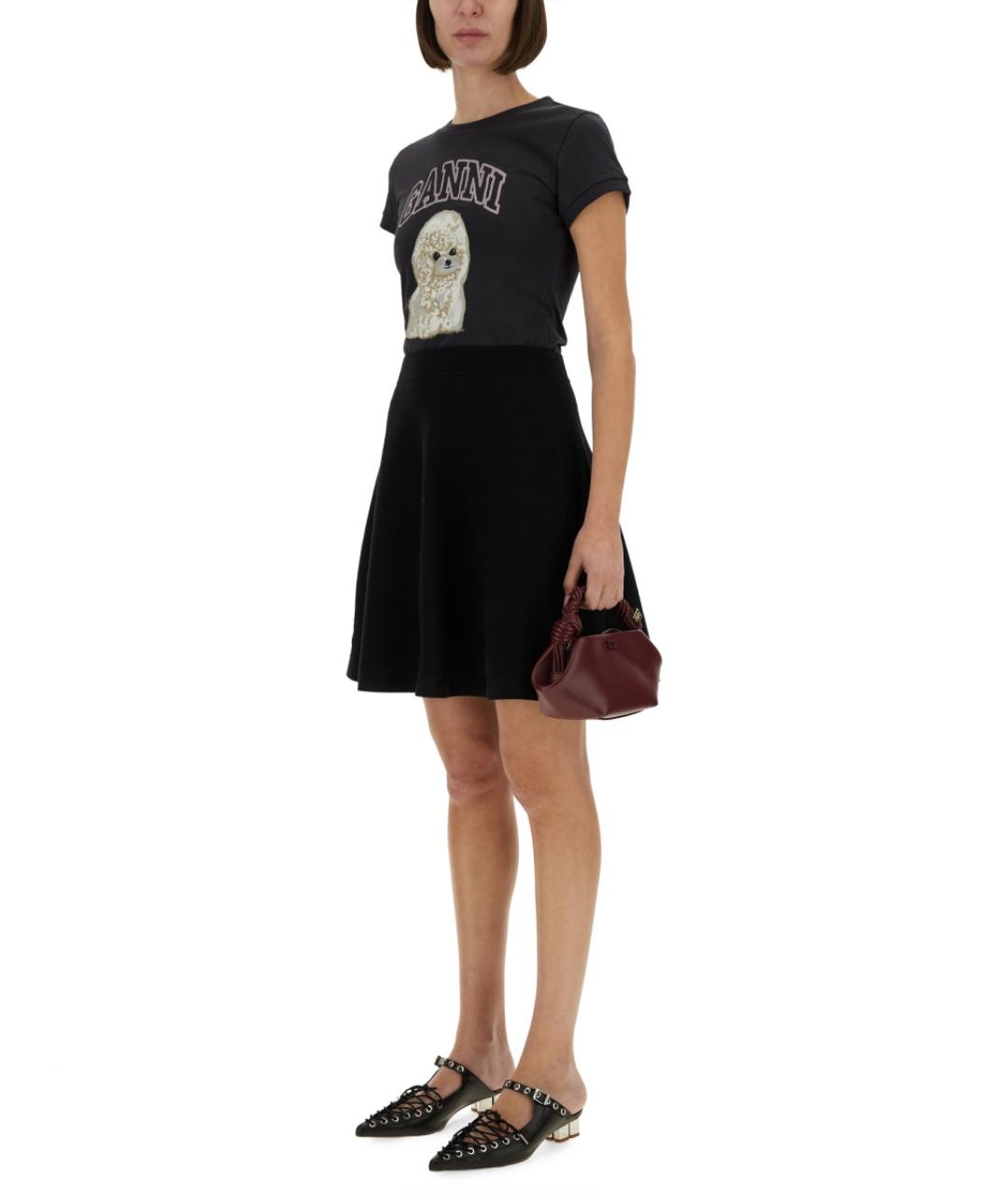 GANNI Серая хлопковая футболка, фото 5