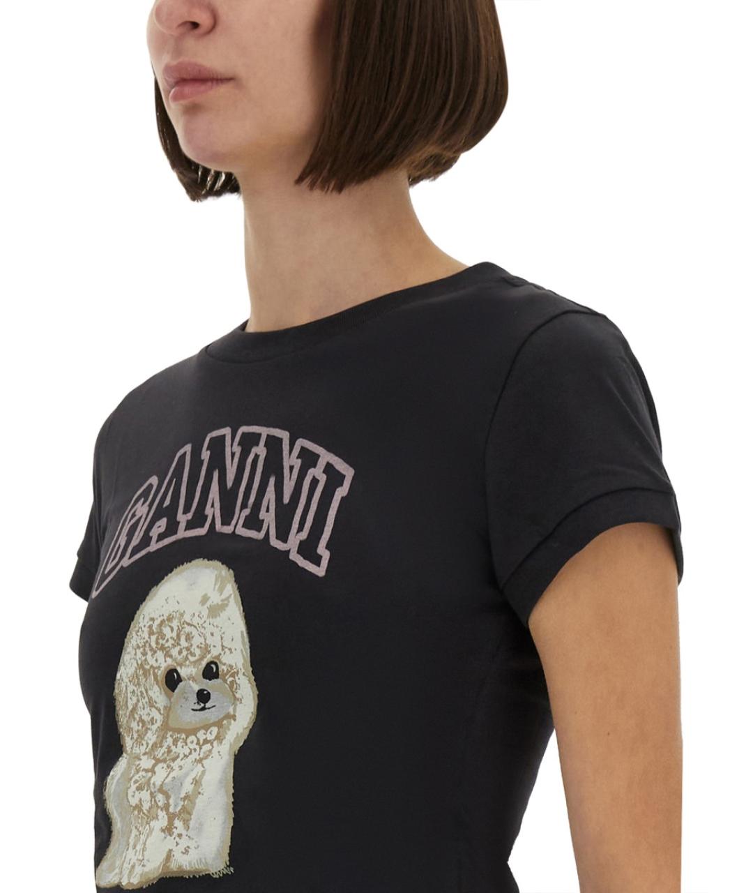 GANNI Серая хлопковая футболка, фото 3