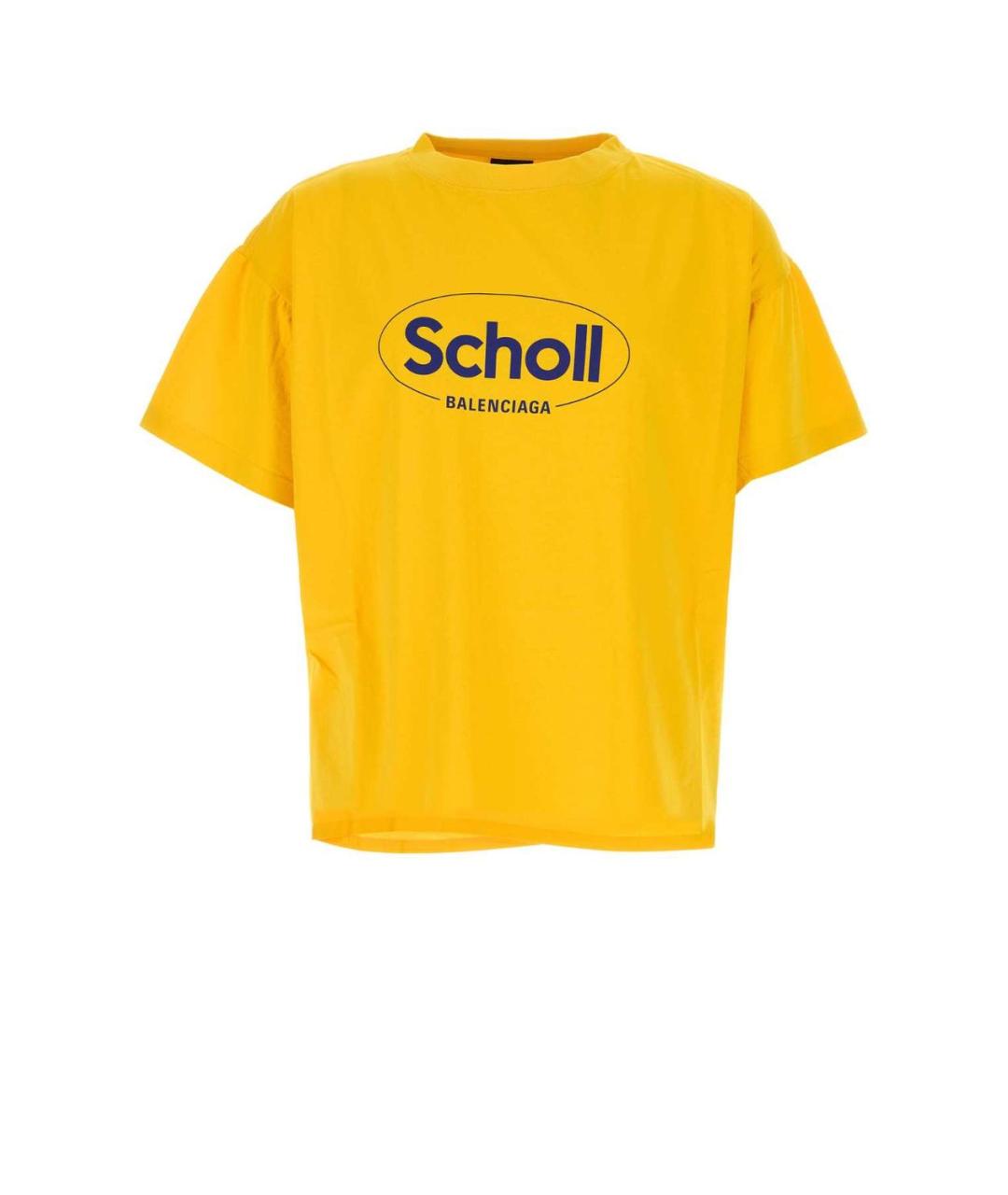 BALENCIAGA Желтая хлопковая футболка, фото 1