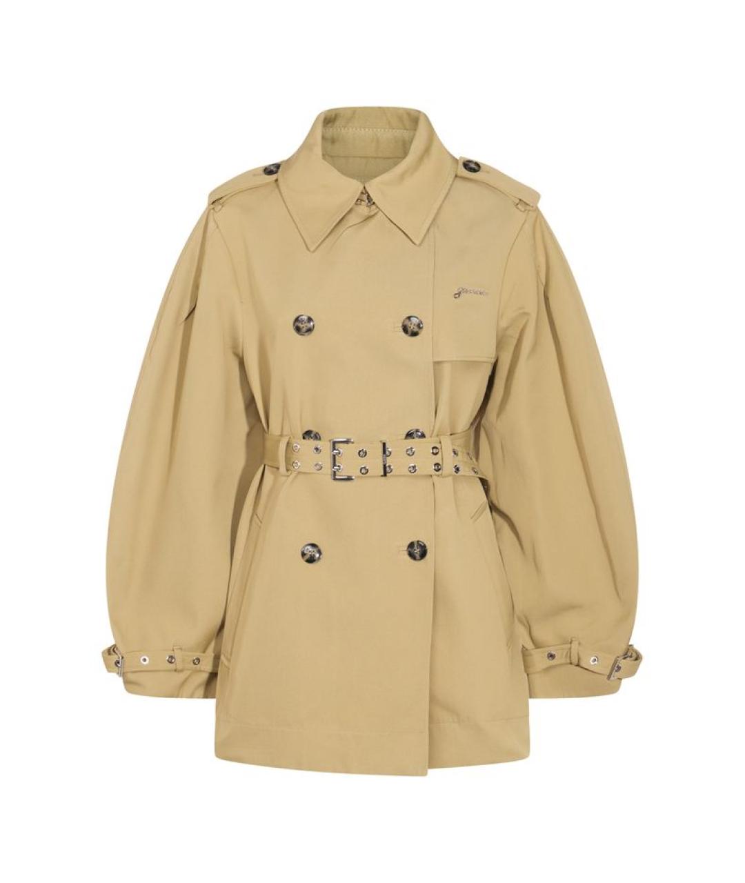 GANNI Бежевый полиэстеровый тренч/плащ, фото 1