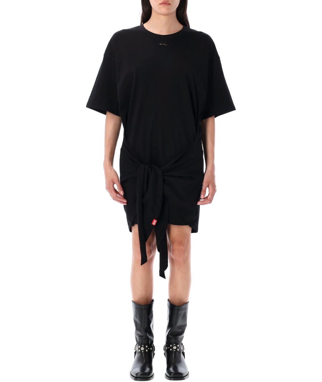 DIESEL Черное хлопковое повседневное платье, фото 2