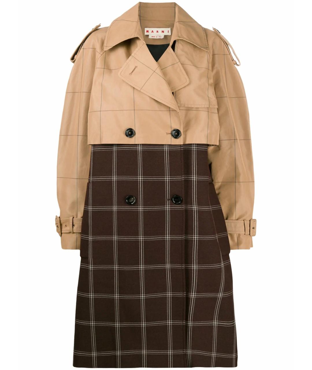 MARNI Коричневый хлопковый тренч/плащ, фото 1