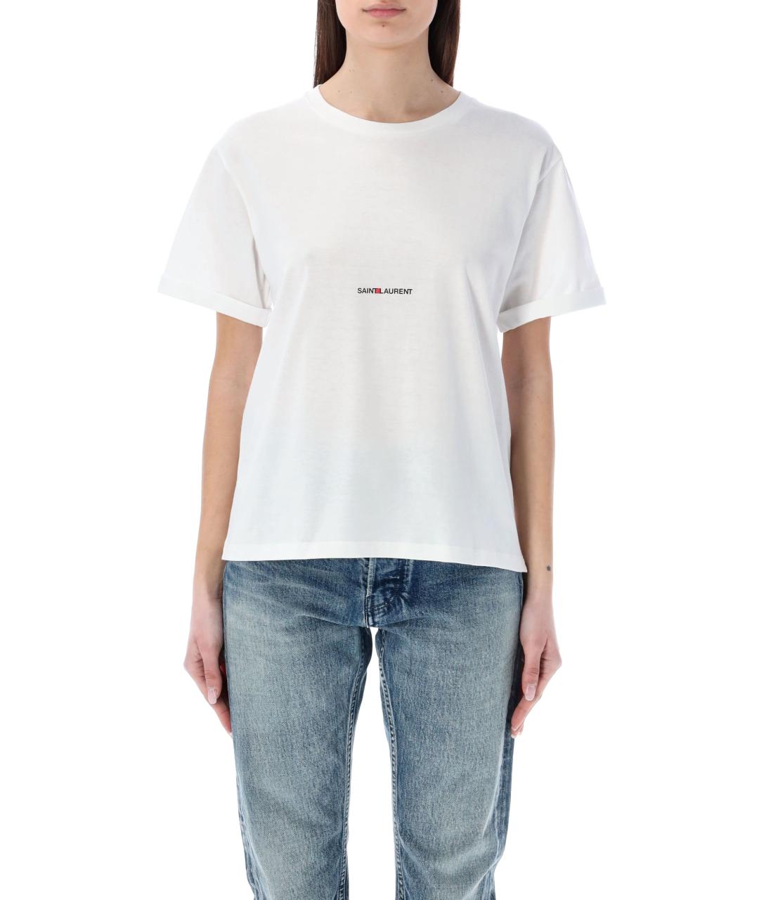 SAINT LAURENT Белая хлопковая футболка, фото 4