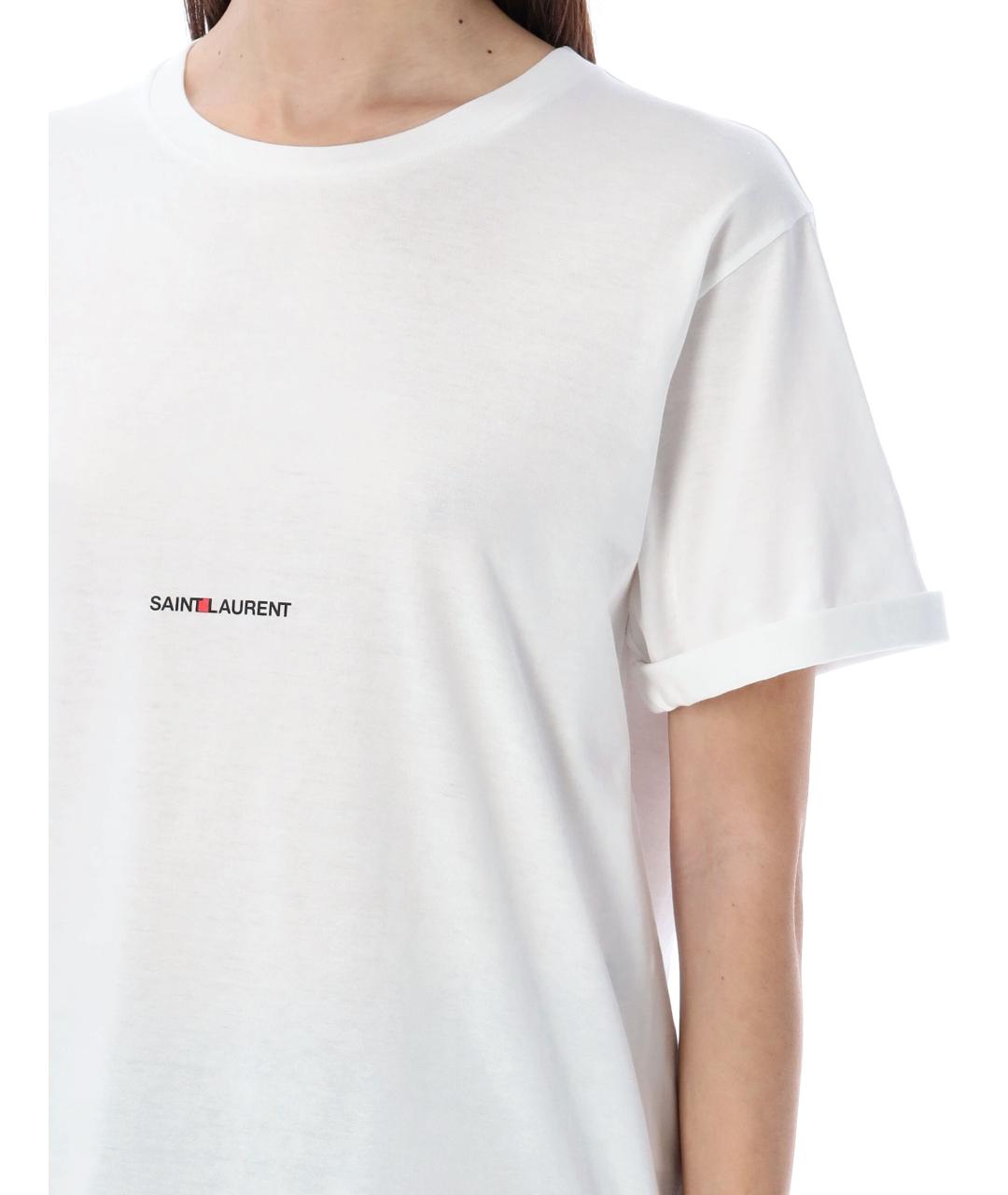 SAINT LAURENT Белая хлопковая футболка, фото 3
