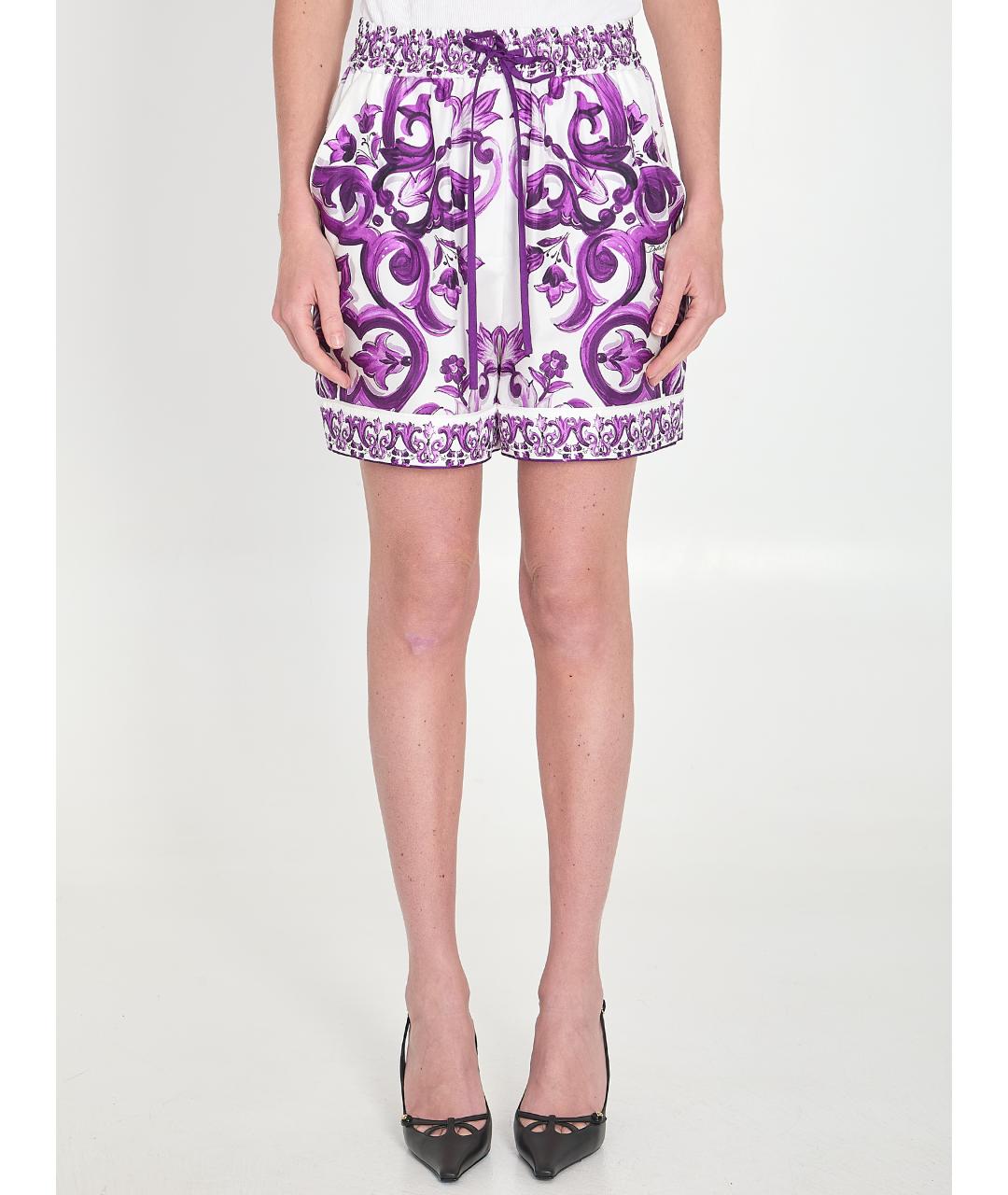 DOLCE&GABBANA Фиолетовые шелковые шорты, фото 2