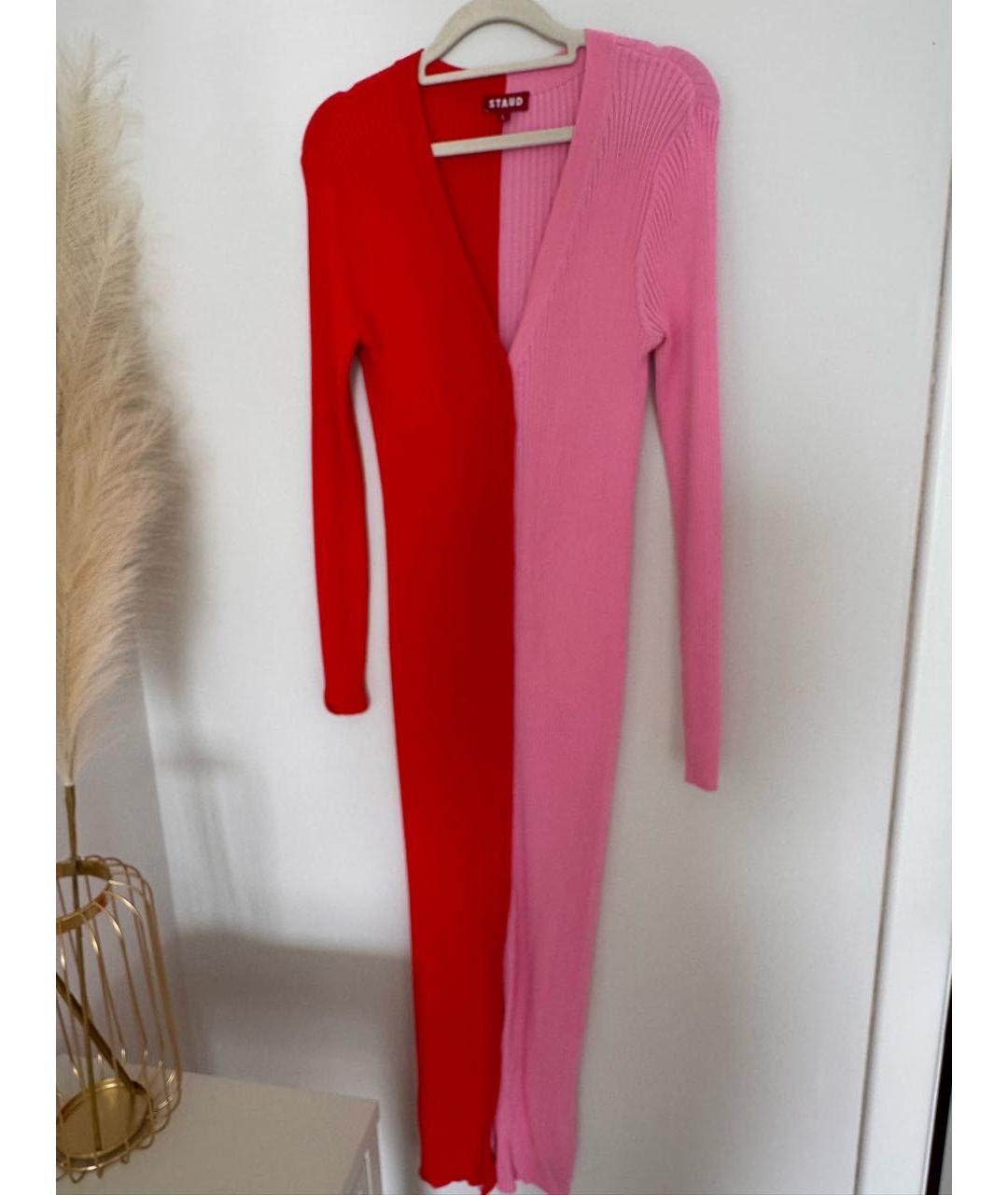 STAUD Красное хлопковое повседневное платье, фото 2