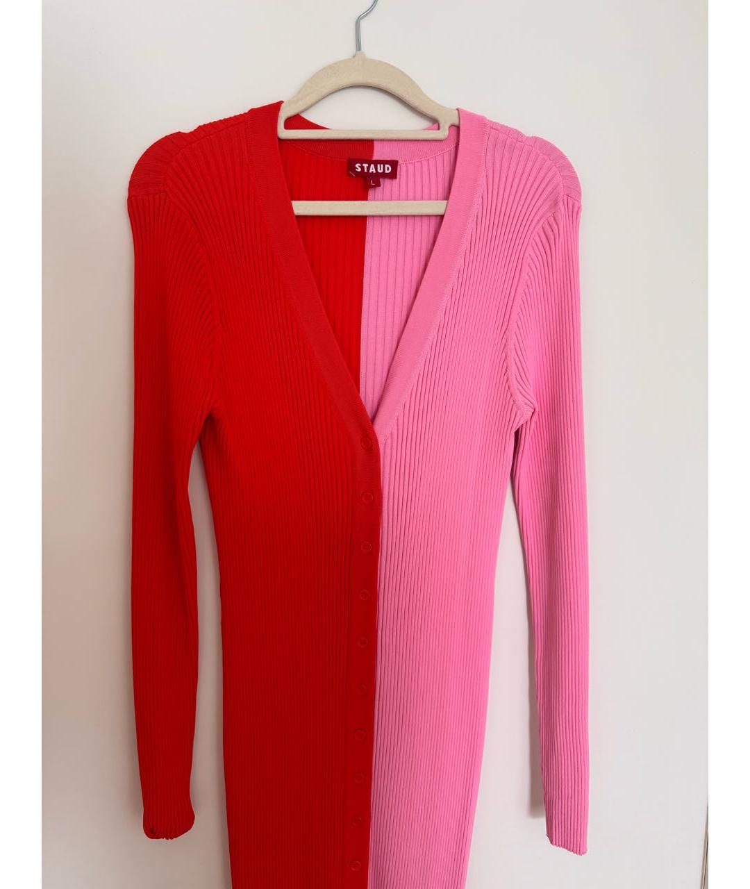 STAUD Красное хлопковое повседневное платье, фото 7