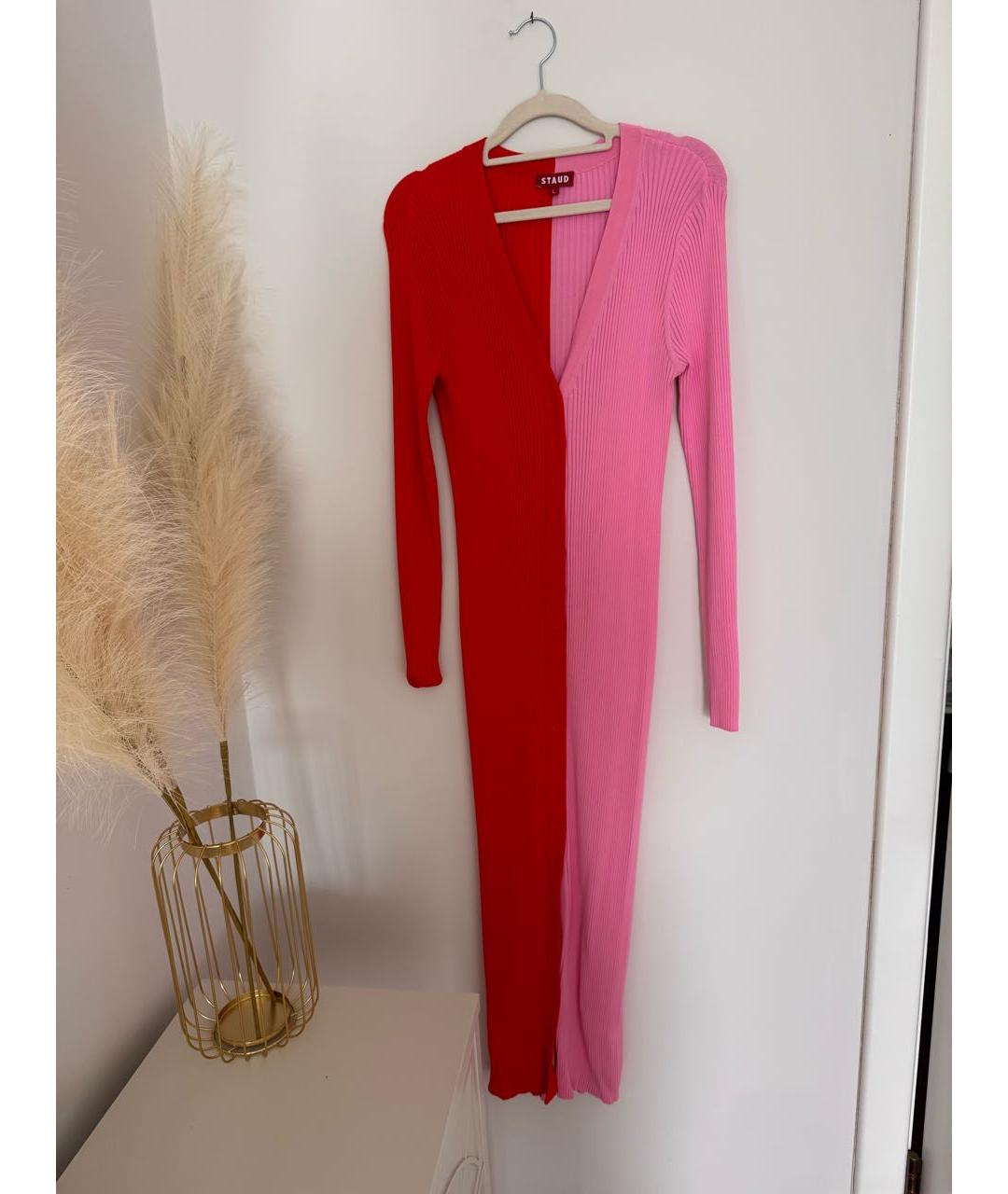 STAUD Красное хлопковое повседневное платье, фото 9