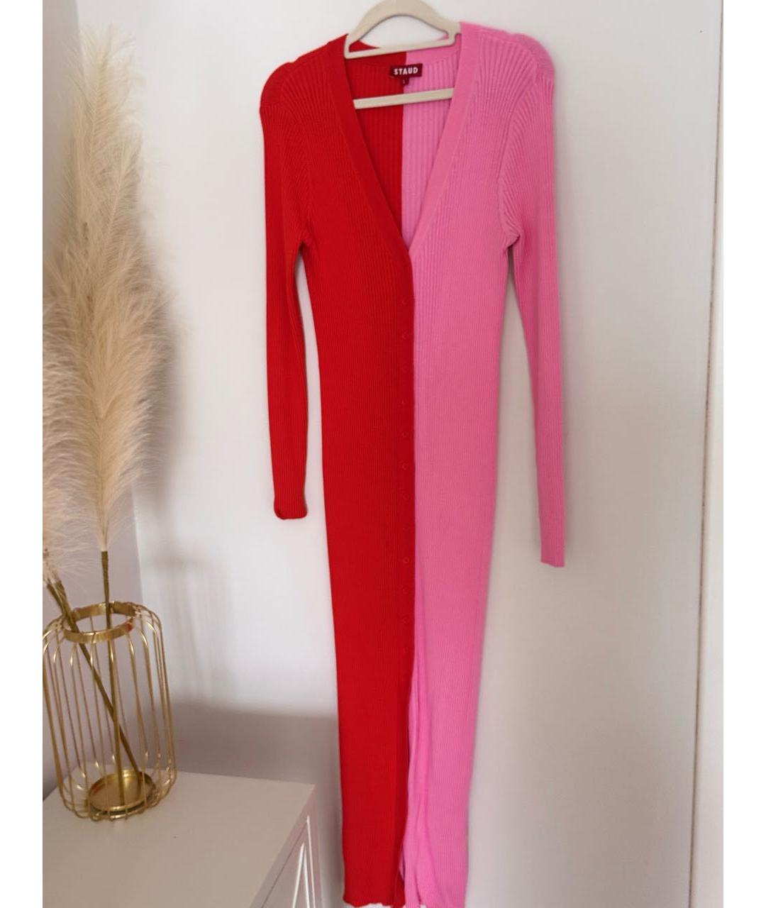 STAUD Красное хлопковое повседневное платье, фото 6