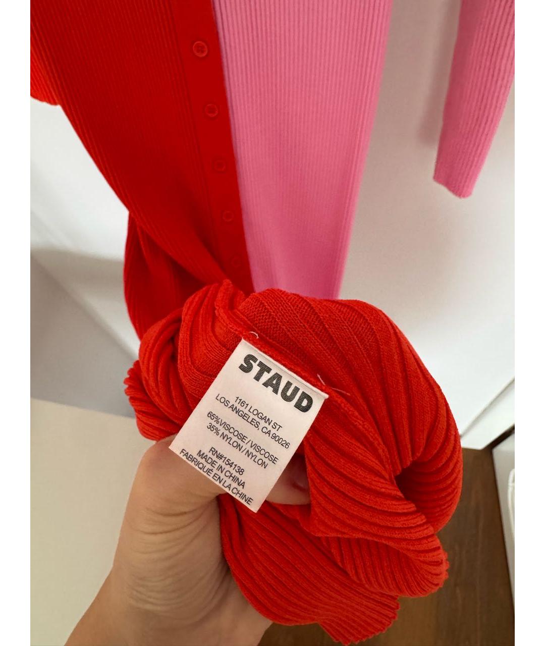 STAUD Красное хлопковое повседневное платье, фото 3