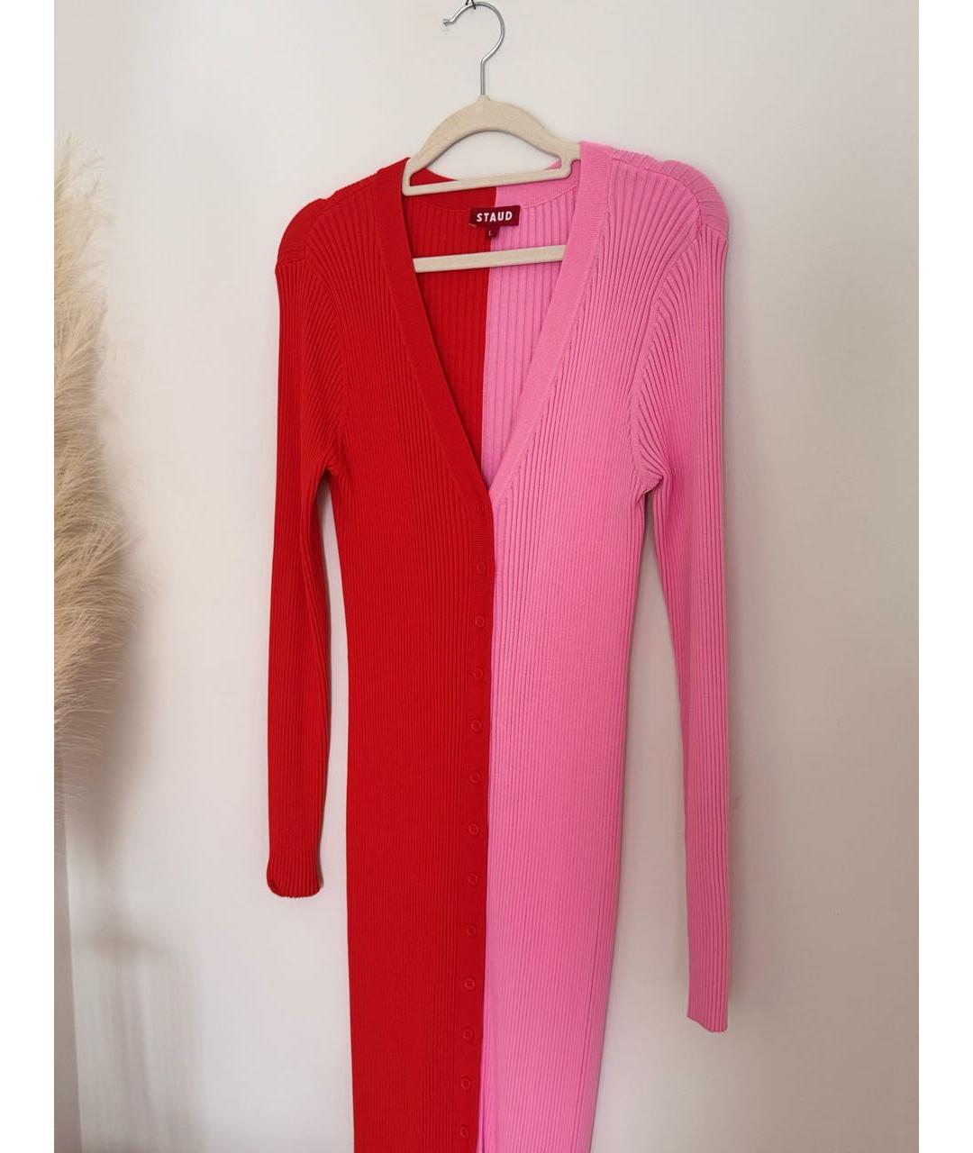 STAUD Красное хлопковое повседневное платье, фото 8