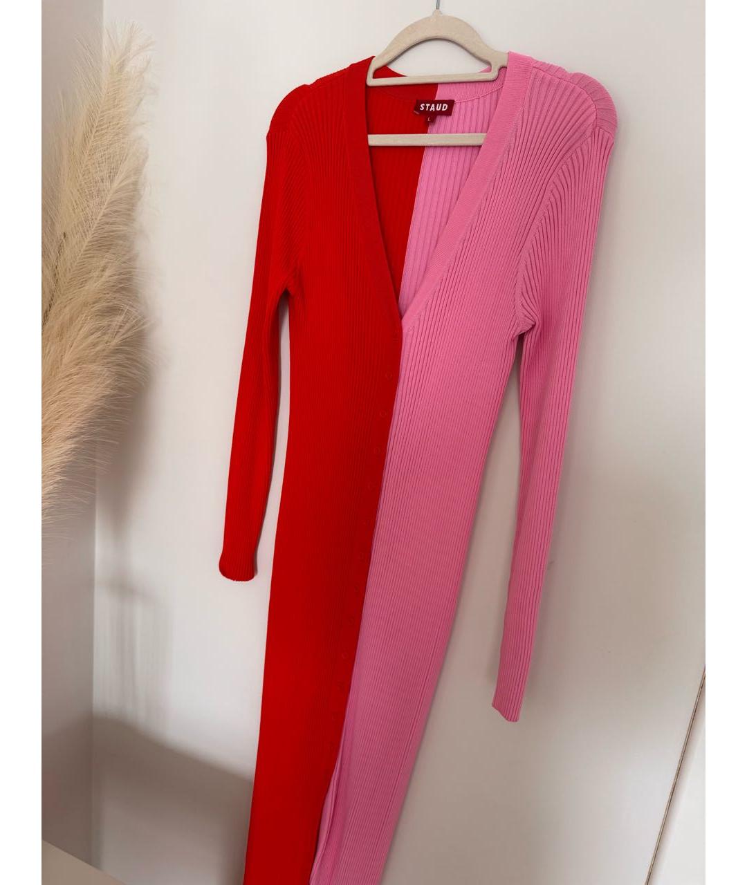 STAUD Красное хлопковое повседневное платье, фото 4