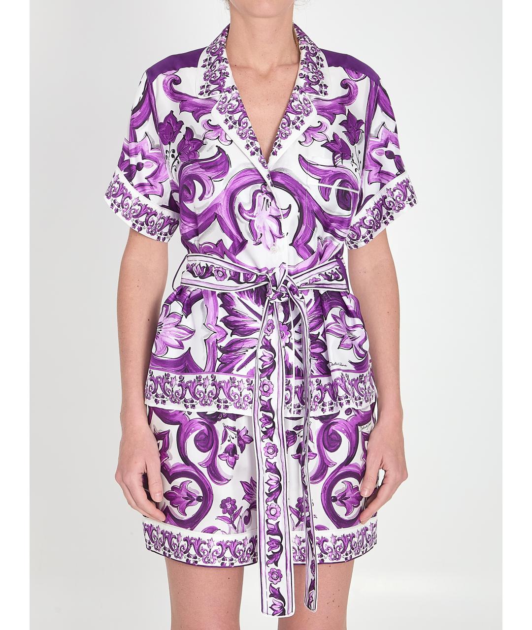 DOLCE&GABBANA Фиолетовая шелковая рубашка, фото 2