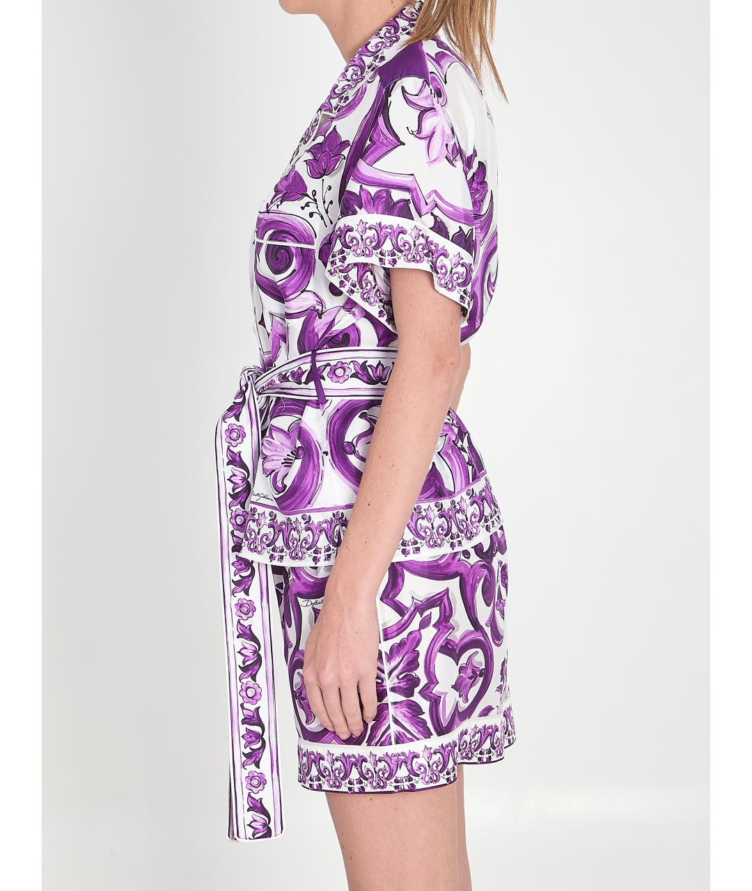 DOLCE&GABBANA Фиолетовая шелковая рубашка, фото 4