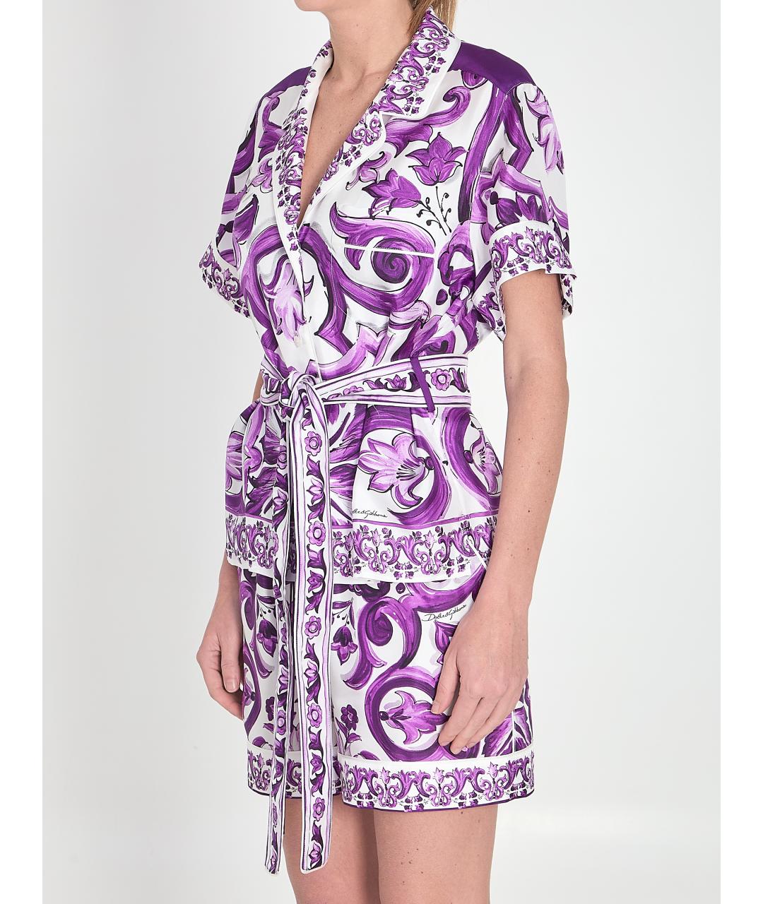 DOLCE&GABBANA Фиолетовая шелковая рубашка, фото 3