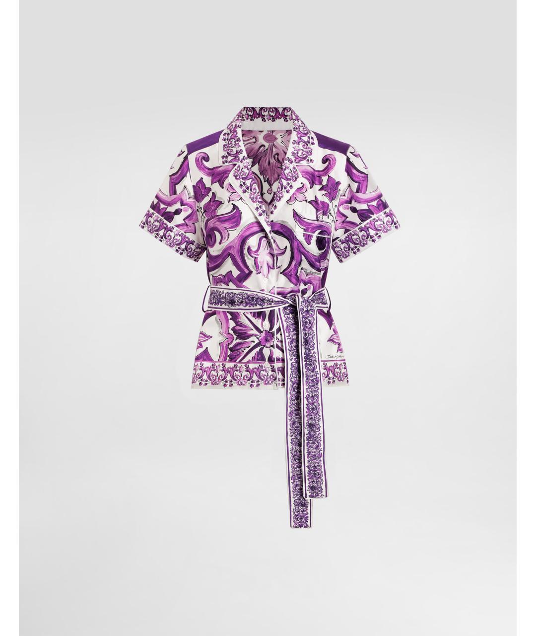 DOLCE&GABBANA Фиолетовая шелковая рубашка, фото 7