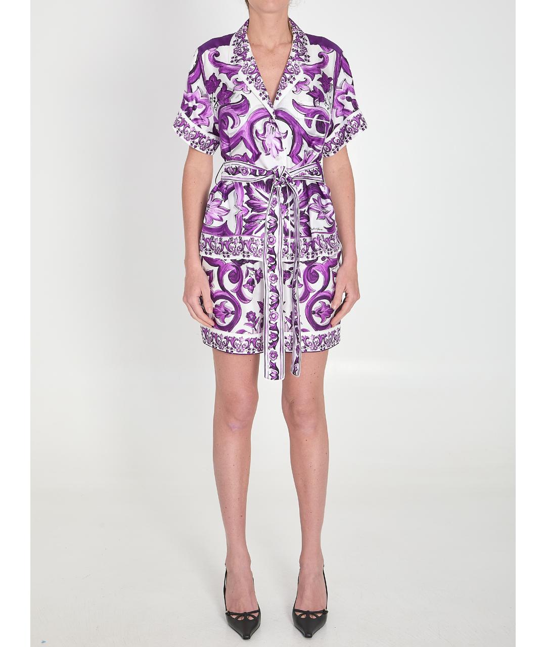 DOLCE&GABBANA Фиолетовая шелковая рубашка, фото 6