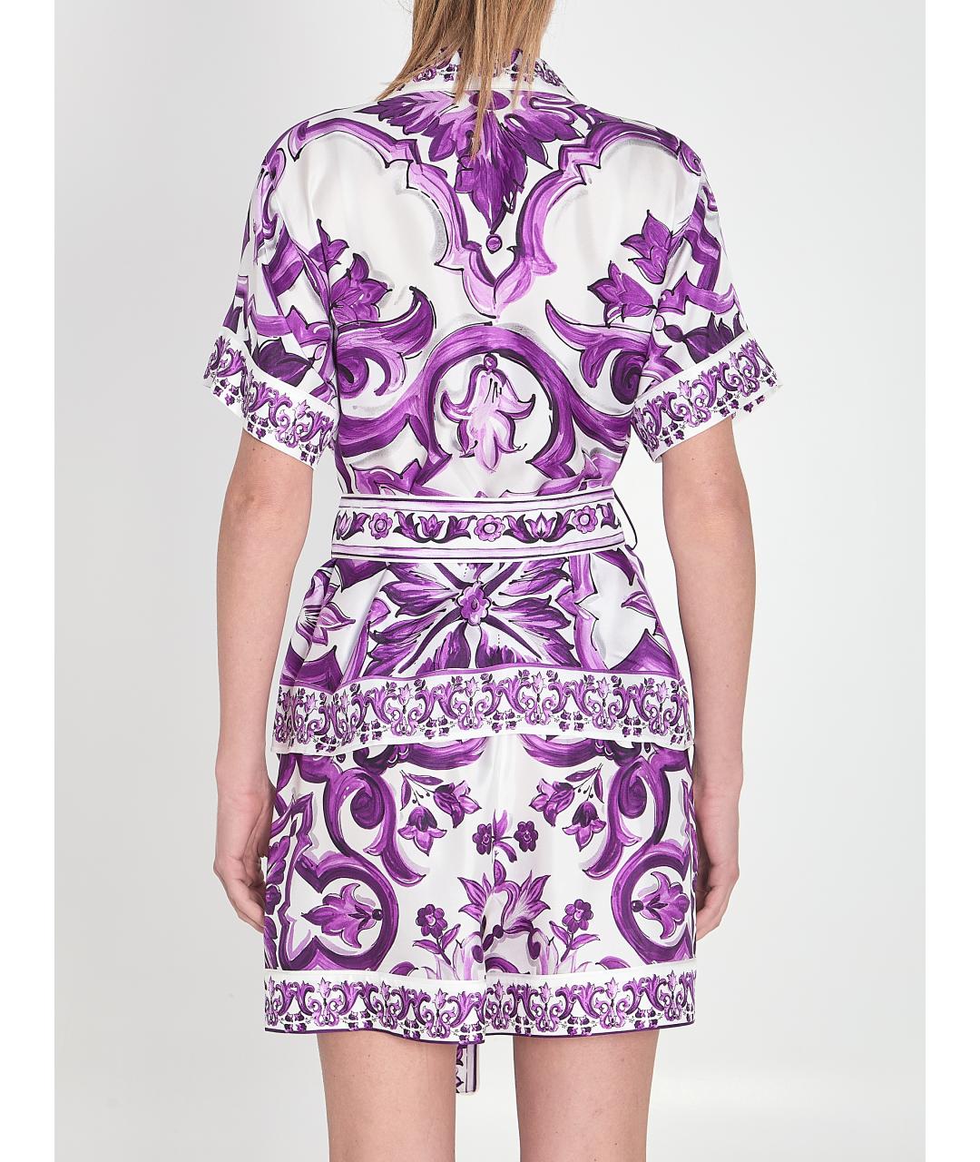 DOLCE&GABBANA Фиолетовая шелковая рубашка, фото 5