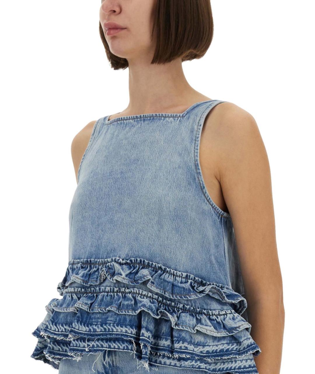 GANNI Синяя хлопковая майка, фото 5