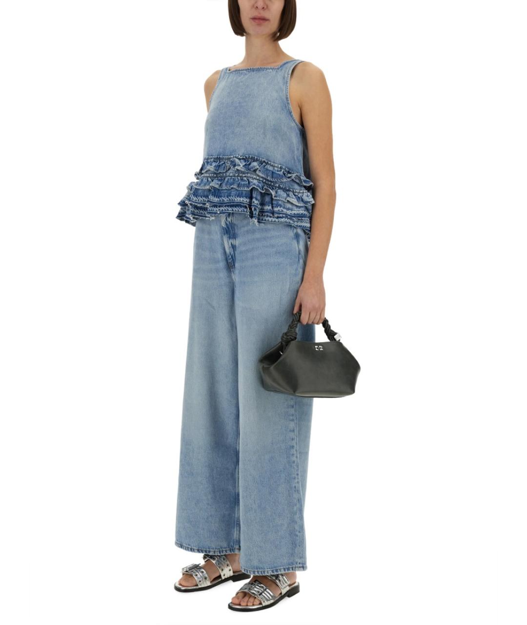 GANNI Синяя хлопковая майка, фото 3