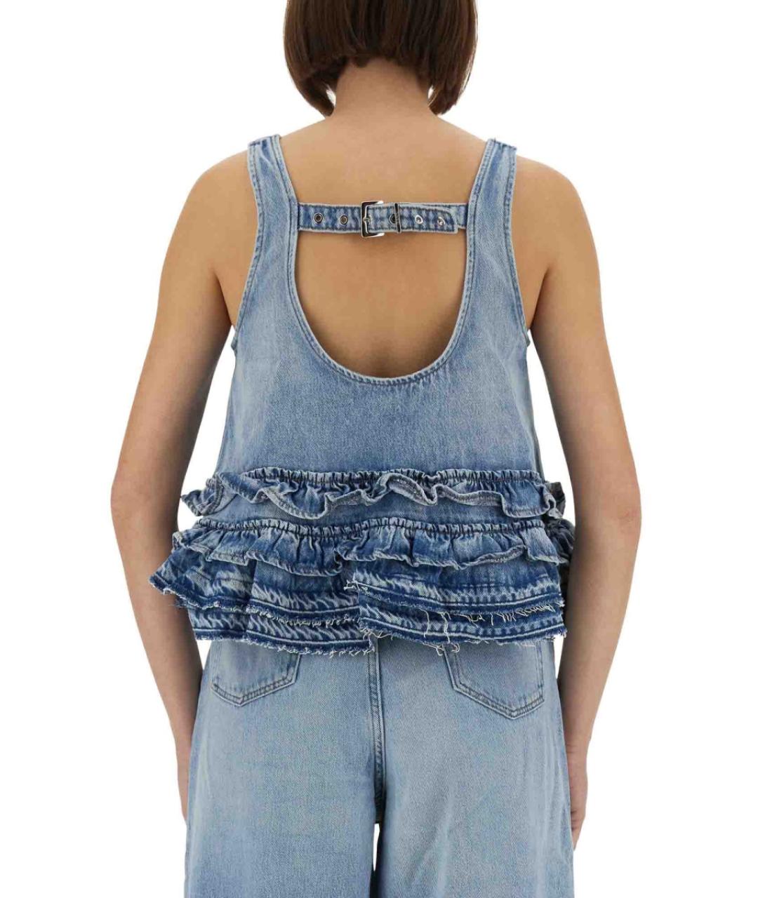 GANNI Синяя хлопковая майка, фото 4