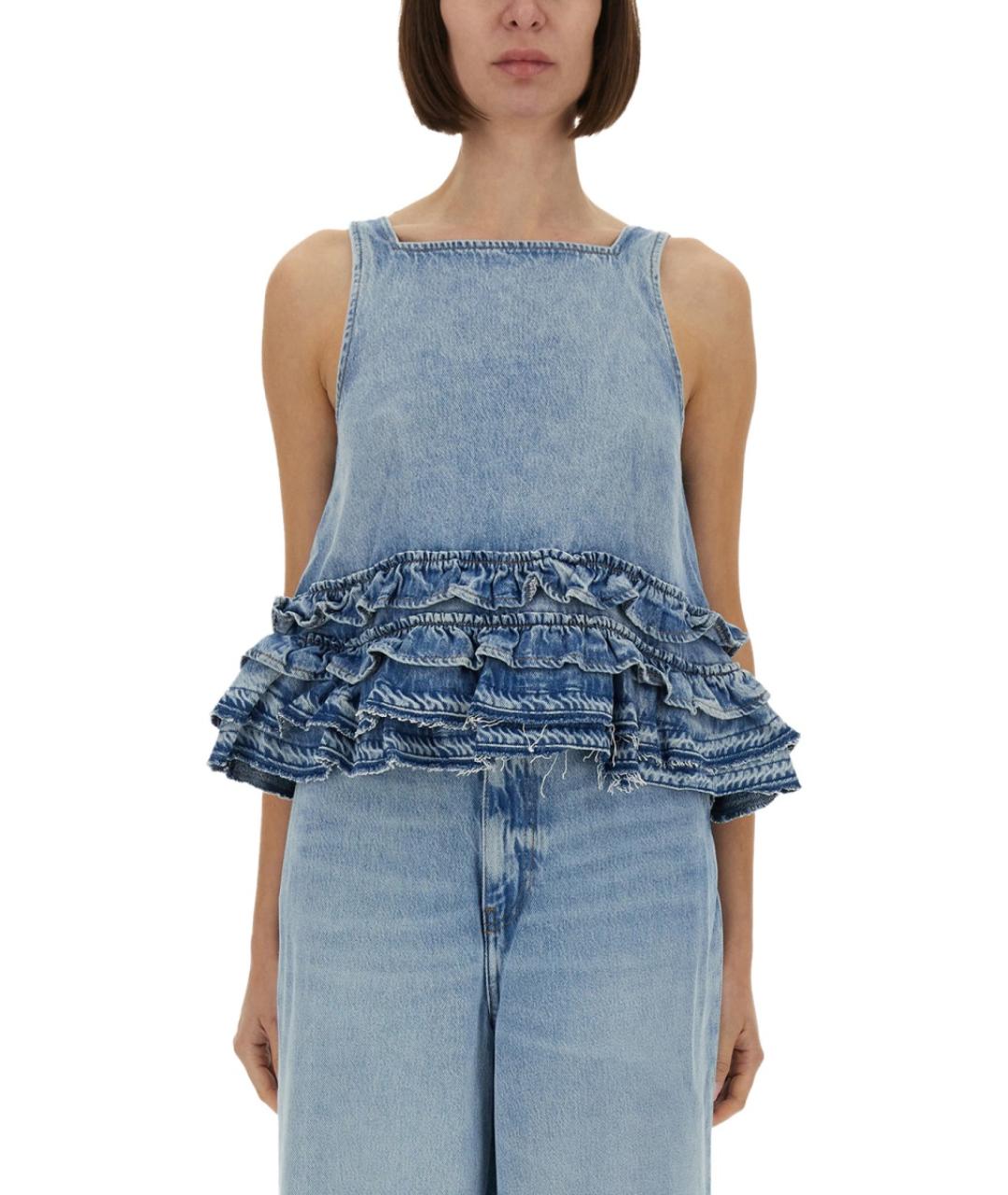 GANNI Синяя хлопковая майка, фото 2