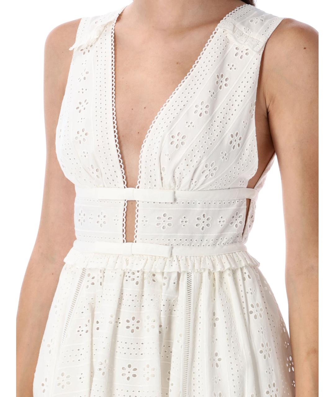 SELF-PORTRAIT Белое хлопковое повседневное платье, фото 4