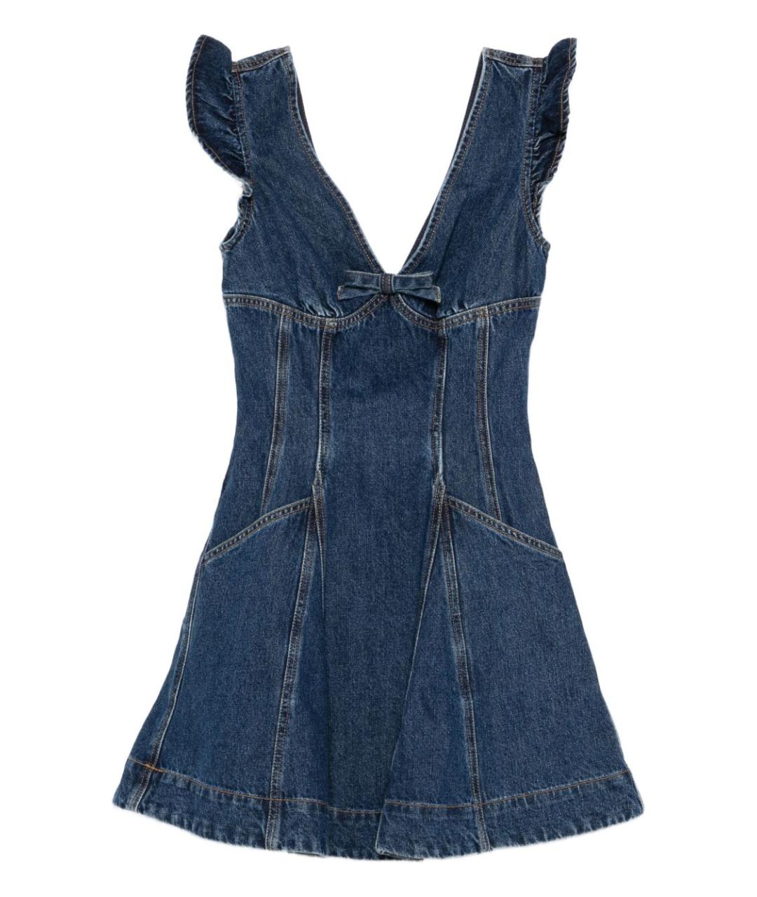 SELF-PORTRAIT Темно-синее деним повседневное платье, фото 1