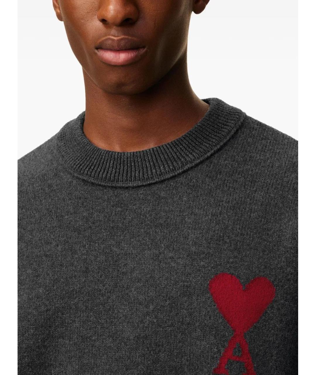 Ami Paris Серый шерстяной джемпер / свитер, фото 6