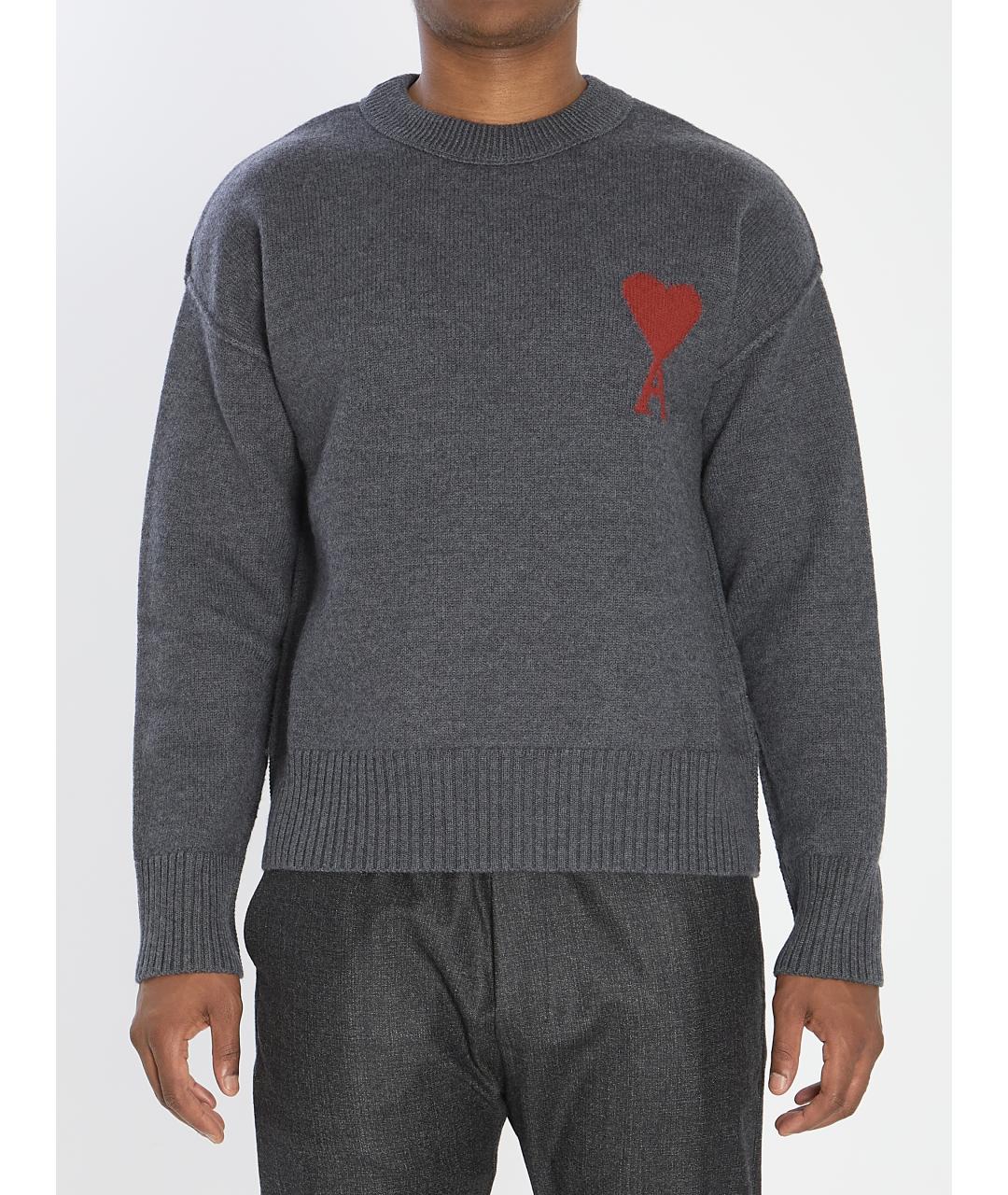 Ami Paris Серый шерстяной джемпер / свитер, фото 2