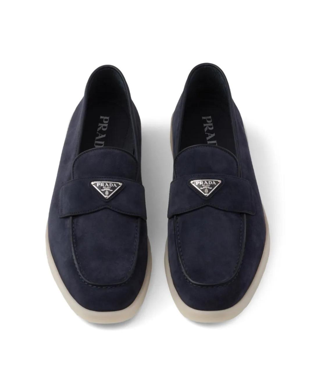 PRADA Темно-синие замшевые лоферы, фото 3