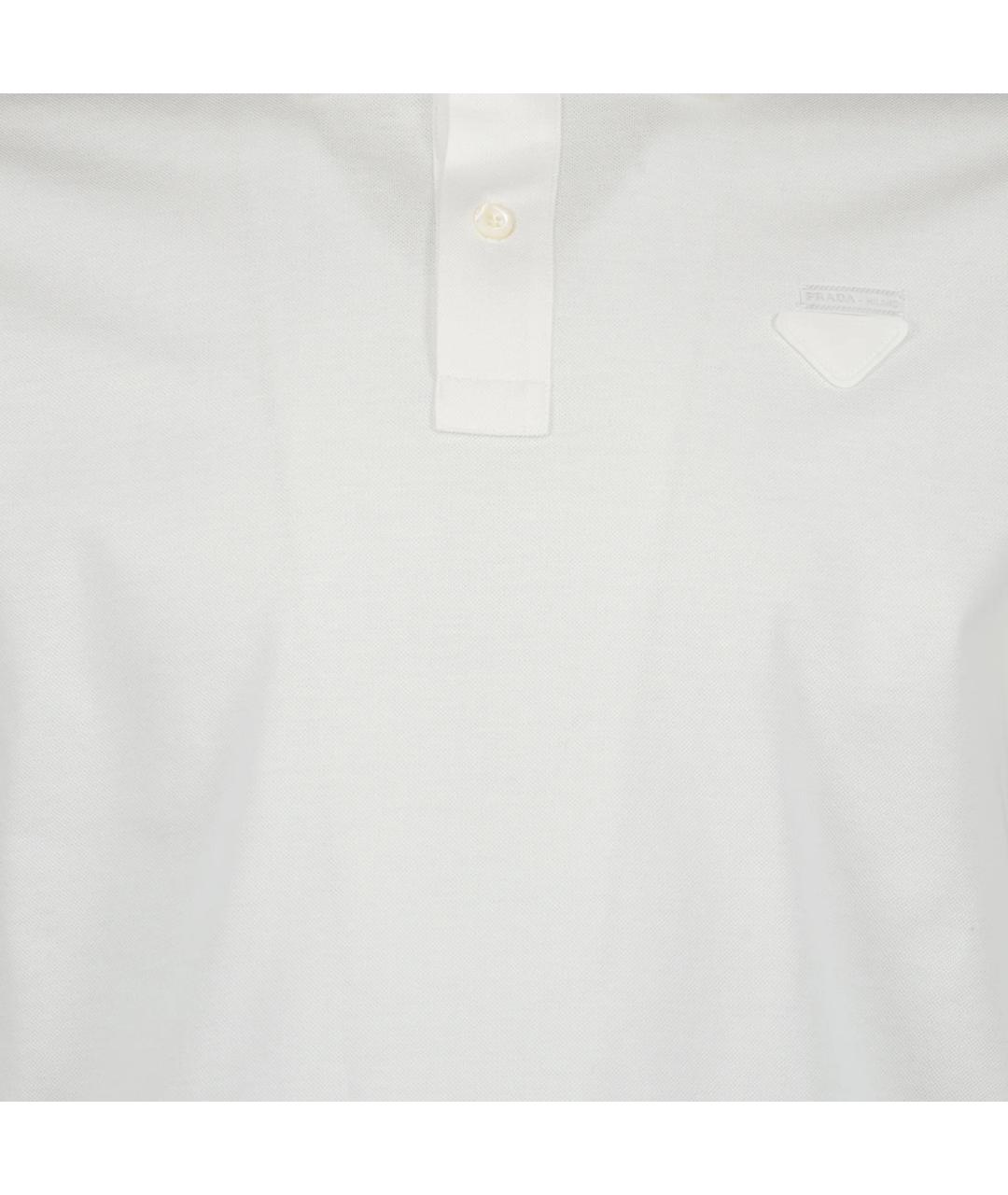 PRADA Белое хлопковое поло с коротким рукавом, фото 7
