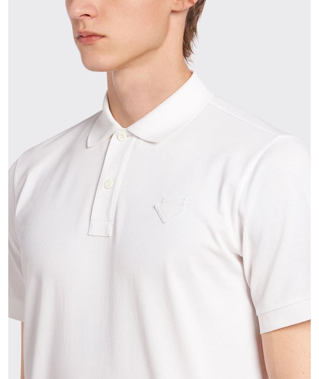 PRADA Белое хлопковое поло с коротким рукавом, фото 5