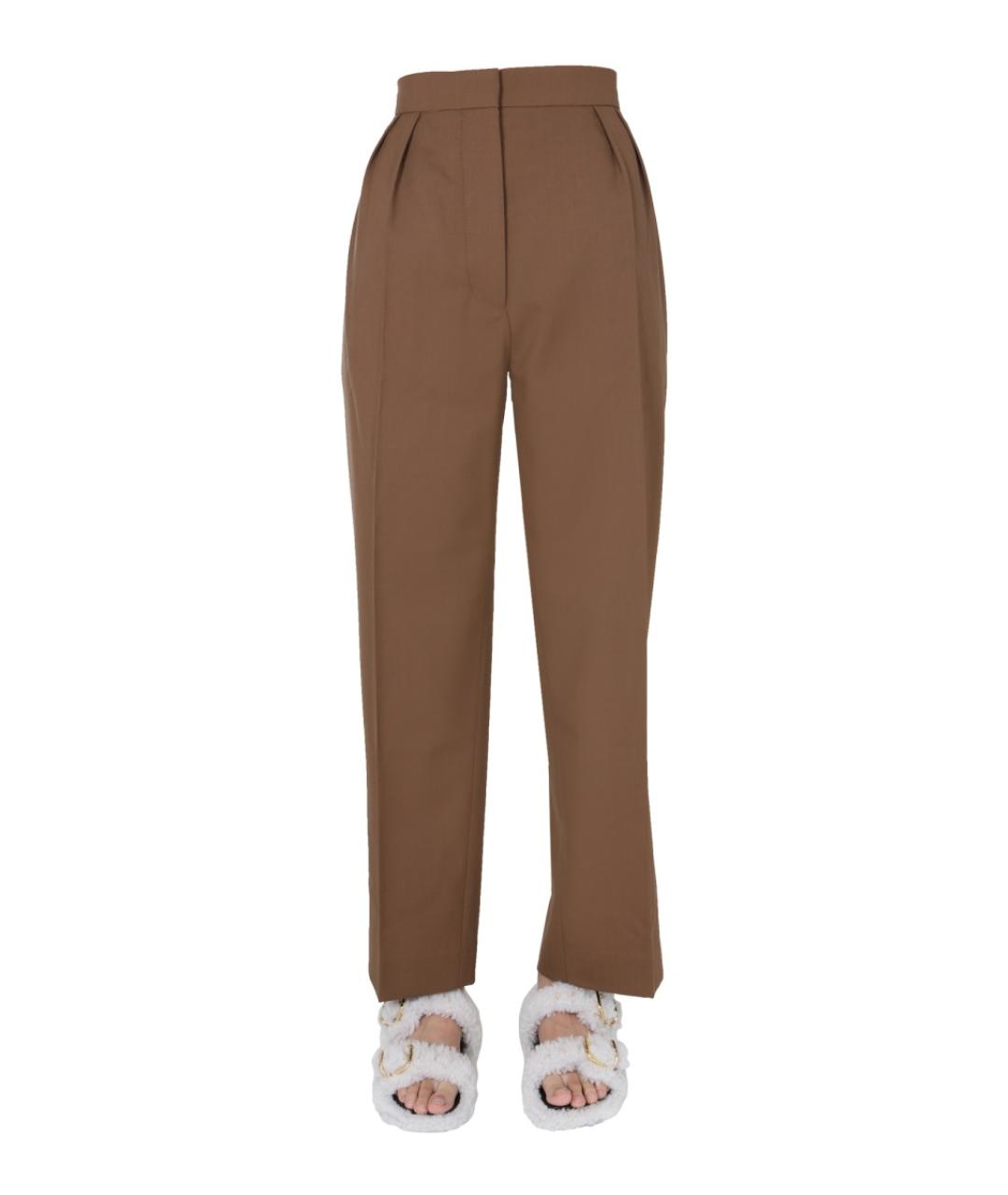 MARNI Коричневые шерстяные прямые брюки, фото 5